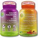Kasvipohjainen luu- ja immuunituki lisäravinne Bundle ... Liposomaalinen C-vitamiini 1500 mg Luomu Acerola & Camu + kalsium Magnesiumsinkki D3-vitamiinilla, K2 & Turmeerinen Vegaani, muu kuin GMO