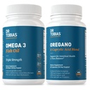 Tobias Omega 3 Fish Oil ja Oregano & Caprylic Acid Lisäravinteet, tukee sydän, aivot, Immuuneja Gut Flora Balance Complex & Intestinal Health for Women & Men