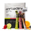 Hydrofy Vety Vesi + Elektrolyyttejä Juoma Mix - Variety Pack . H2 Hydraation Packetit molekyylivetyä, natriumia, kaliumia, magnesiumia, vadelmaa, appelsiinia + kofeiinia.