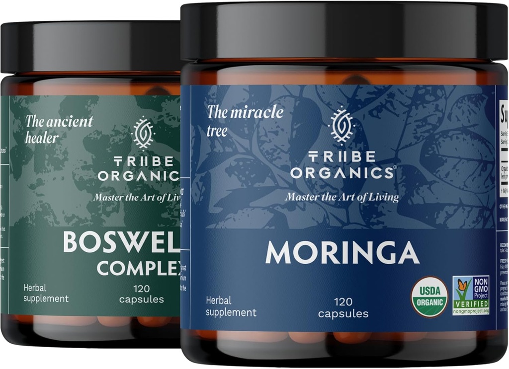 TRIBE ORGANICS Vitality Duo - Boswellia Complex - Moringa - yhteisen tuen, lihasten, energian, painon menetys, aivojen toiminto
