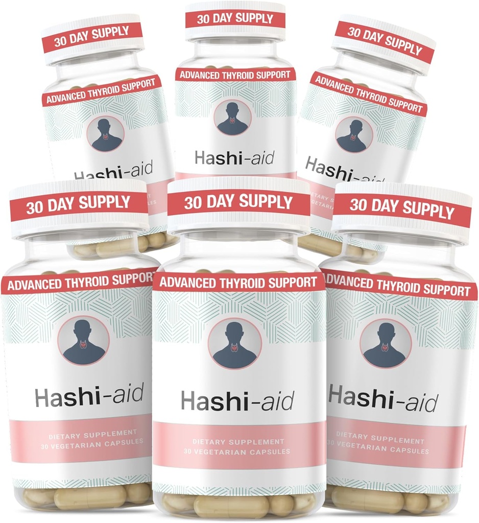 IBDassistTM Hashi Aid Thyroid Support för kvinnor och män - Thyroid Supplement för Hashimotos sjukdom och Hypothyroidism * - med Ashwagandha, Selen, Zink, Vitaminer och mer - 30 kapslar (6 Pack)