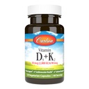 Carlson - D3-vitamiini + K2, 50 mikrogrammaa (2000 IU) D3-vitamiini & 90 mikrog K2- vitamiini MK7, luutuki, kalsiumin imeytyminen, 120 kapselia