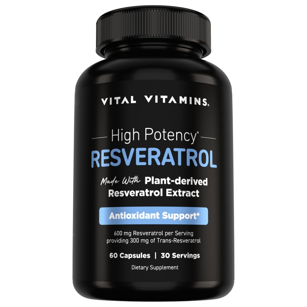 Elintoiminnot Resveratrol täydentää - antioksidantti tuki, solukanta, kognitiivinen toiminto - 60 kapselia