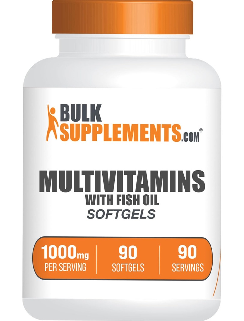 BulkSupplements.com Multivitamiini Softgels - Päivittäinen Multivitamiini, Multimineral Supplement, aikuisille Fish Oil - Gluteeniton, 1 Softgel per Serving, 90 Luku (Pakkaus 1)