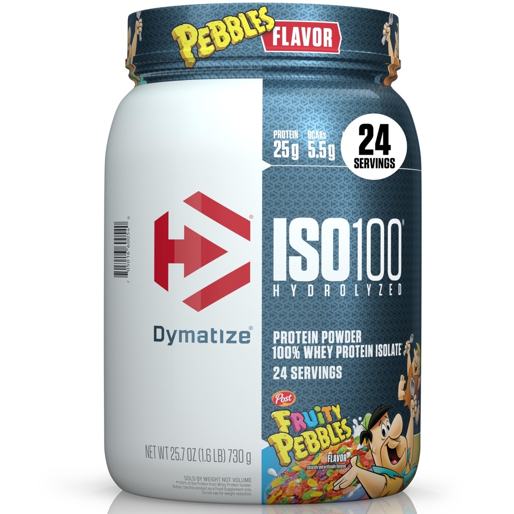 Dymatize x Fruity Pebbles ISO100 Whey Protein Powder Isolate, 25g Protein, 20 portioner, 5,5 g BCAA, 120 Cal., Gluten Free, 1g Fat, 1g Sugar, 2g Carb (24 portioner)