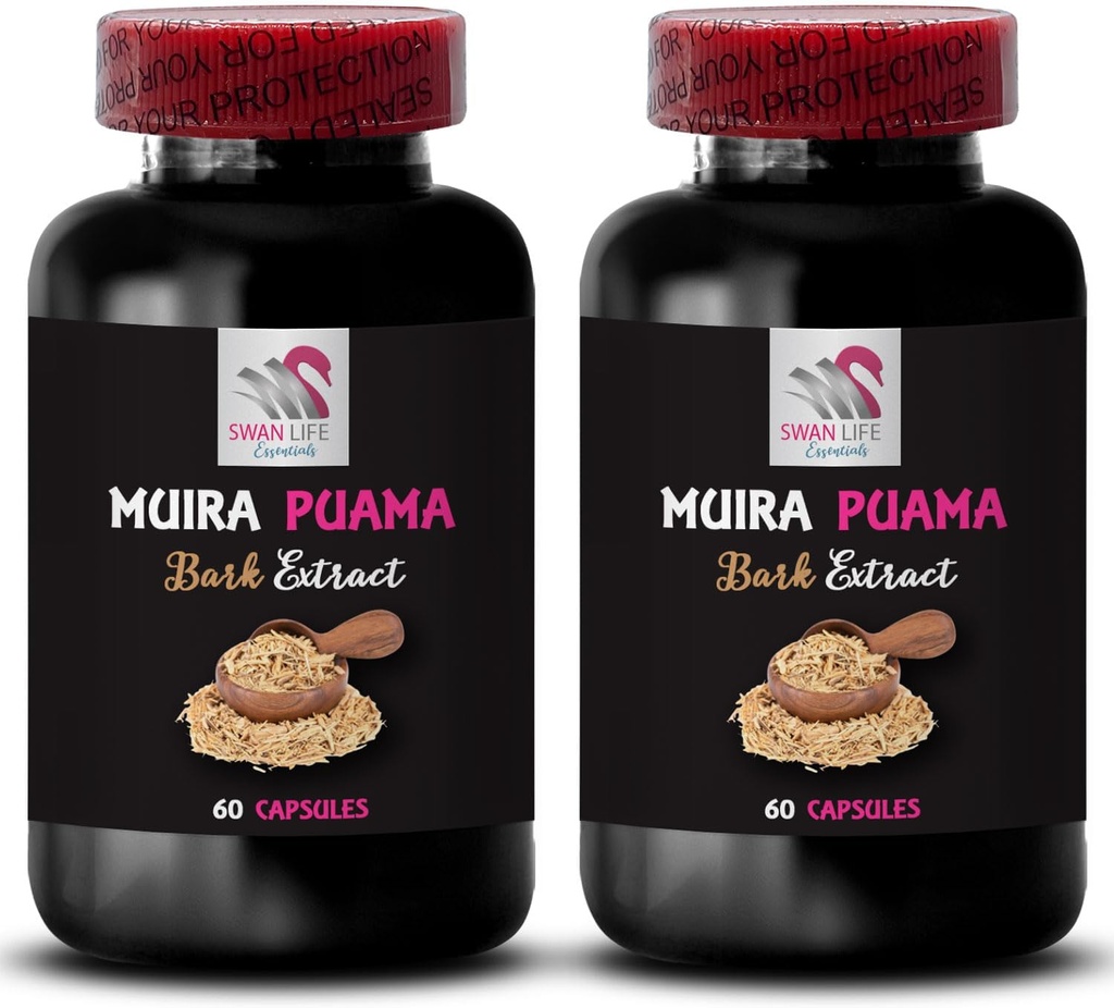 Energiflöde - MUIRA PUAMA BARK EXTRACT - Vital Energy, Energy Lift, Mindset Support, Sustainable Energy, Balanced Boost Blend, Energy Rebalance, Routine Support 2 flaskor 120 kapslar