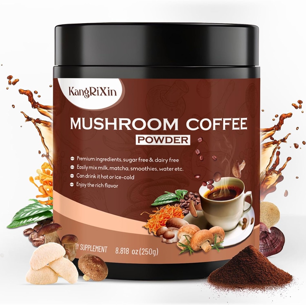 Sienen kahvijauhe - Sienen jauhe täydentää leijonan mane, Hericium Erinaceus, Ganoderma Lucidum, Cordyceps Militaris, Shiitake ... Sienenen pikakahvi 50 tarjoilua