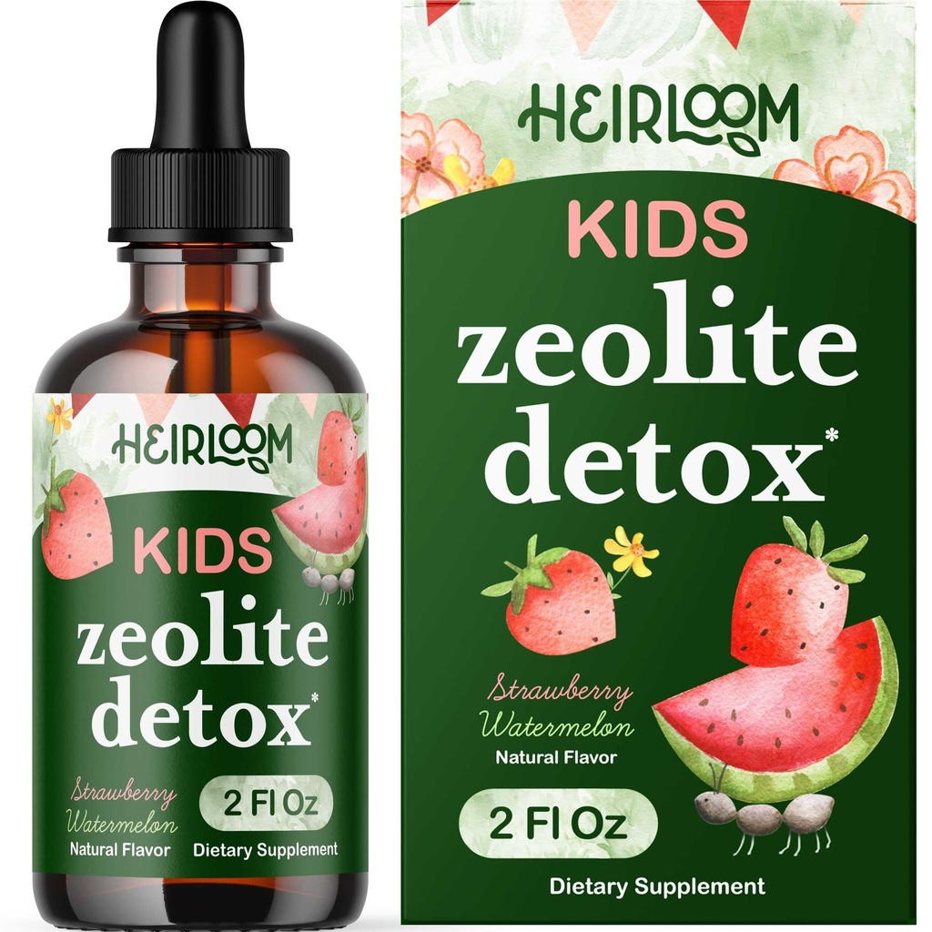 Zeolite Detox for Kids Liquid Drops - Gentle Daily Cleanse & Puheen tuki Methylated B12 & Vitamiini D - Kids Klinoptiloliitti Zeolite Drops Detox Cleanse Supplement 2oz