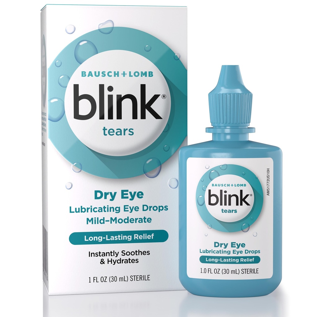 BLINK kyynelten voitelu silmätipat, kosteuttavat ja rauhoittavat lievää tai kohtalaista kuivaa silmää, hyaluronaatti, vähentää epämukavuutta, pitkäaikainen nesteytys, rauhoittaa ja kosteuttaa, 1 Fl Oz