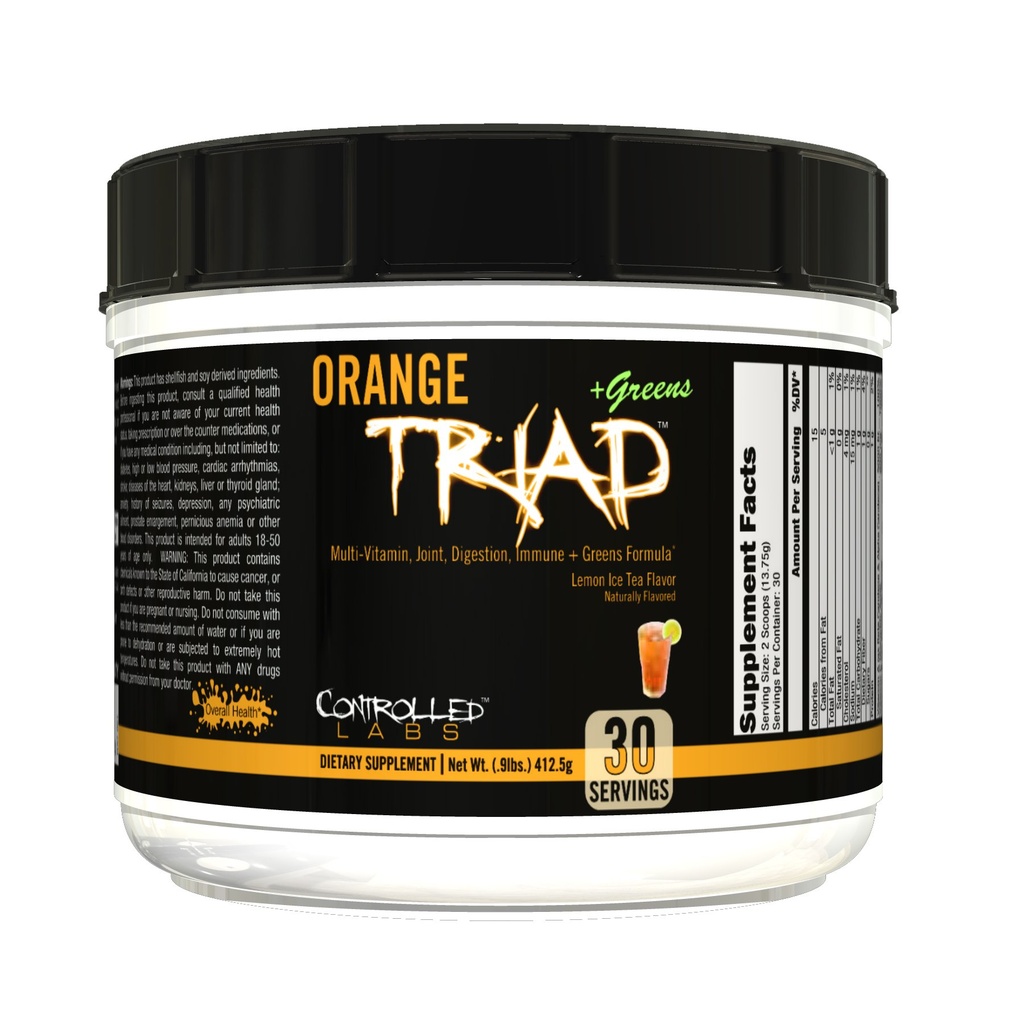 CONTROLED LABS Orange Triad Plus Greens miehille ja naisille, 30 tarjoiluja Iron Free Sports Supplement yleistä terveyttä, monivitamiinia, digestio, immuunijärjestelmä, ja yhteinen terveys