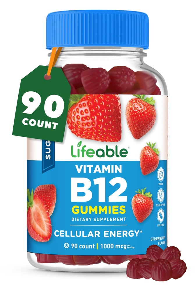 Elinkelpoinen sokeriton B12-vitamiini Gummies ... 1000 mcg... Suuri maistaminen B12-vitamiinit Gummies...Energia, mieliala ja aineenvaihdunta Tuki B 12-vitamiini Gummies miesten, naisten, aikuisten 90 Gummies