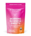 Vaaleanpunainen Stork Aamu Sairaus Sweets, Luomu mango Inkivääri karkkia B6-vitamiini aamupahoinvointi, liikesairaus, prenataalinen närästys - Raskaus on - 30 kääritty tippaa