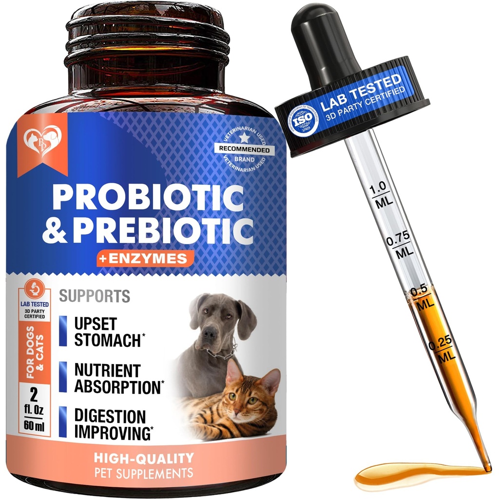 Probiootit & Prebiootit Entsyymit koirille ja kissoille - Ruoansulatuskanavan Gut Flora Health Lemmikki ruokalisät - Ummetus & ripuli ja kaasu Koti Remedy - Vatsavaivat helpotus - Valmistettu USA