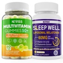 NEVISS Naiset ja miehet 50+ monivitamiinikumi ja melatoniini 60 mg Bundle