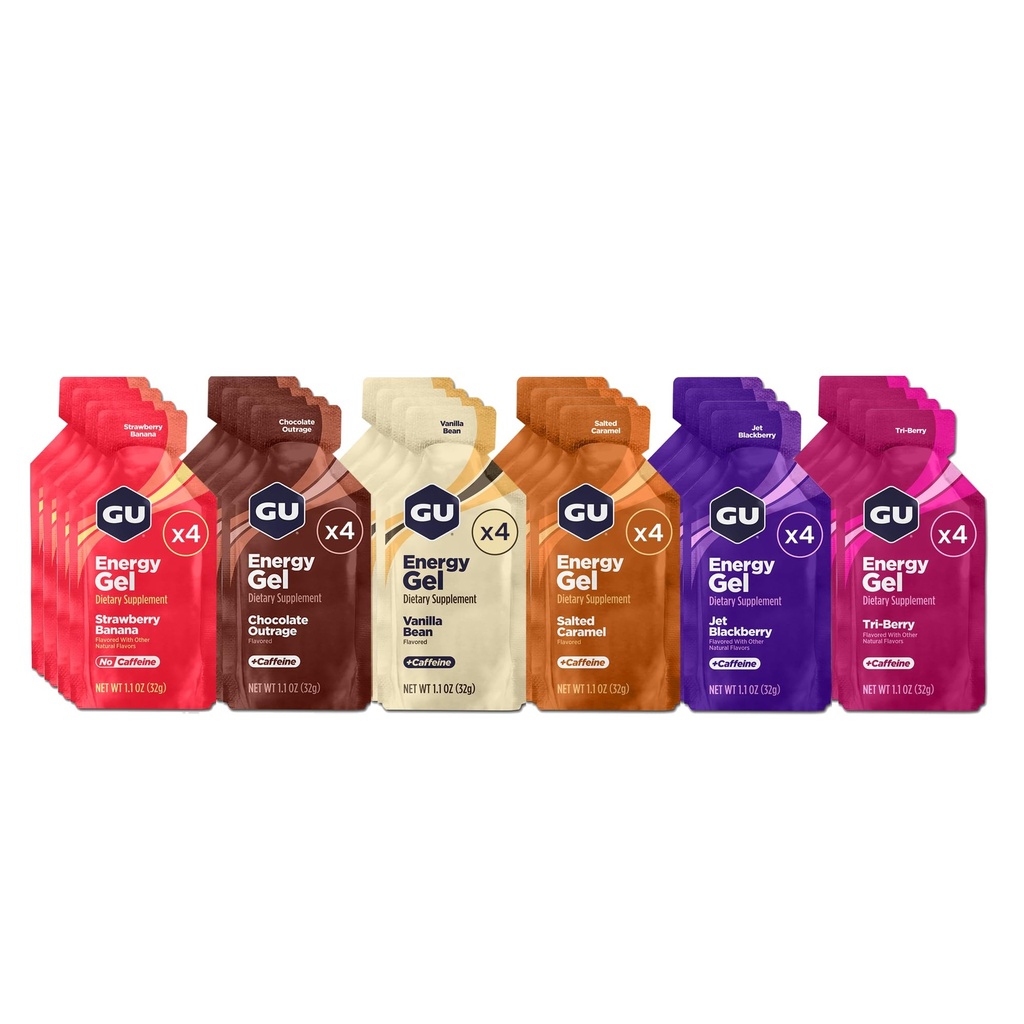 GU Energy Original Sports Nutrition Energy Gel, Vegan, Gluten-Free, Kosher och Dairy-Free On-the-Go Energy för alla träningspass, 24-räkna, Assorterade smaker