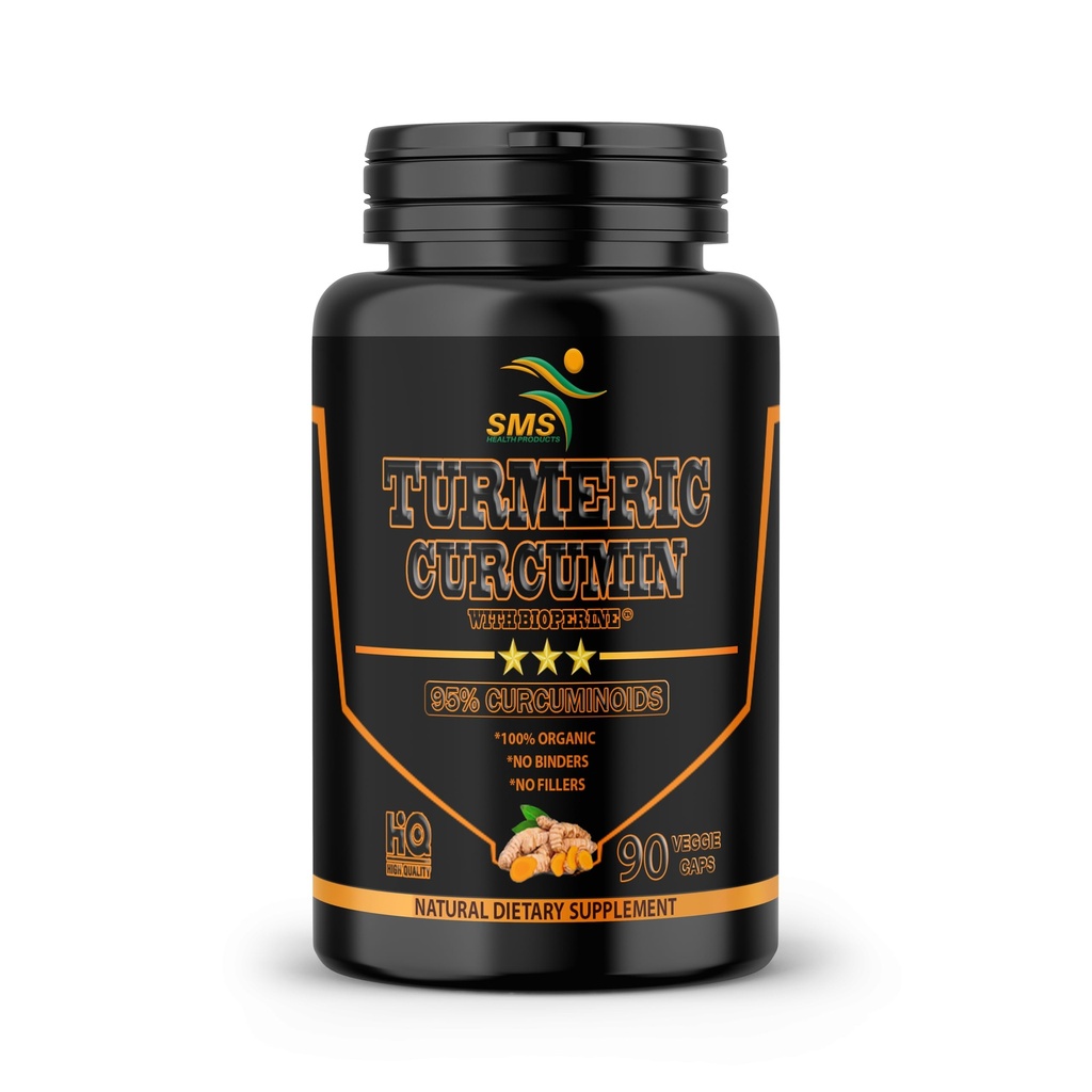 Gurkmeja Curcumin med Black Pepper 1,500mg | 90 Veggie Capsules | Kosttillskott med 95% Standardiserade Curcuminoids & Bioperine för styrka och absorption | Non-GMO, Gluten Free