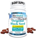 Bio Absorb Musta siemenöljy Kylmäpuristetut kapselit. 200 softgels, 500 mg (50-päivä Supply). Ei jälkimakua.