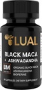 LUAL 30.000mg 30x Strength Organic Black Maca Root med Ashwagandha - Högsta Potency Black Maca Root Capsules för Män - 100% Pure Maca Peruana Powder Organic, Gelatinized, Non-GMO - 60 Pills