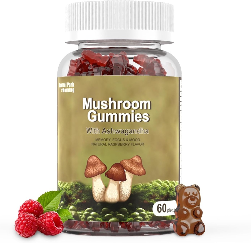 Mushroom Gummies 10 Blend - Mushroom med Lions Mane, Chaga, Reishi, Cordyceps 2500mg, Brain Supplements för minne och fokus