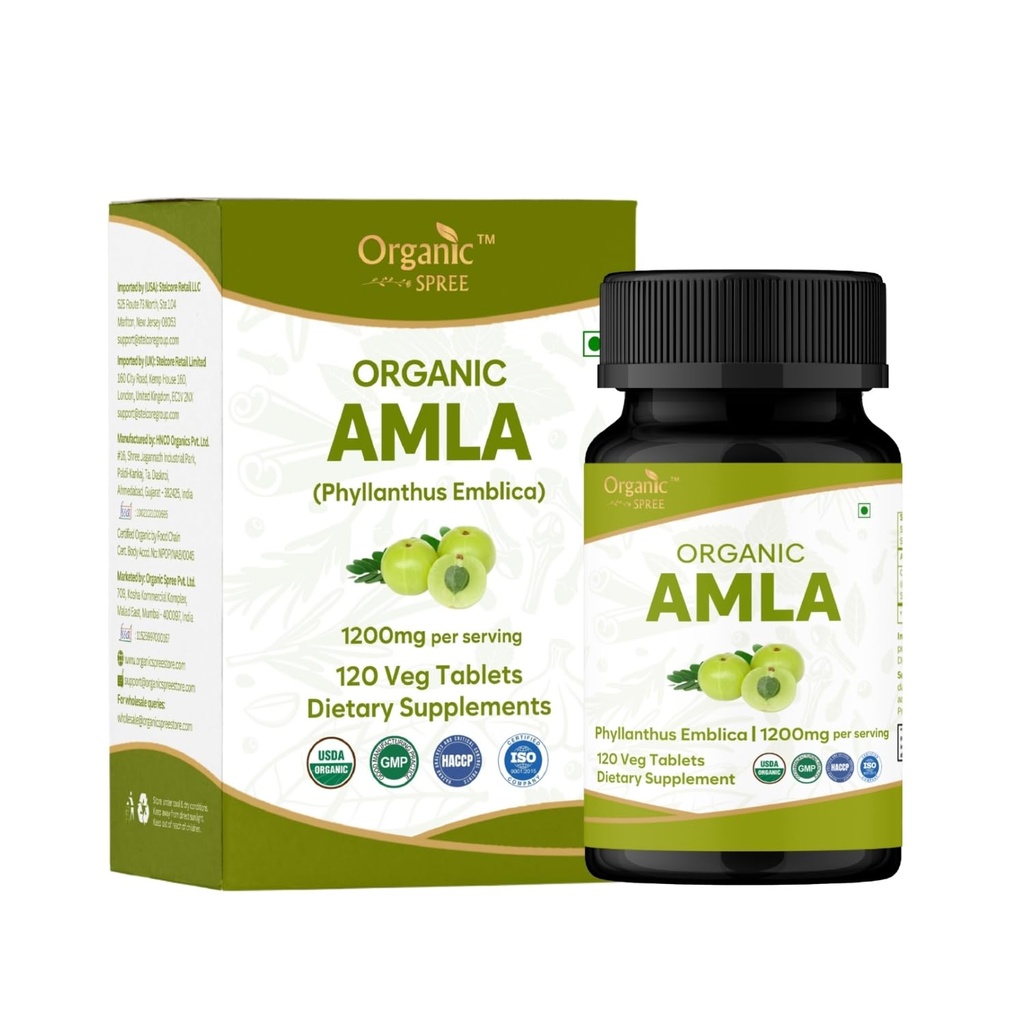 Amla 120 tabletter – USDA Organic Indian Gooseberry – Rich in Vitamin C & Supports Immune Health