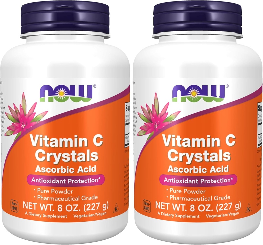 Nu tillskott, vitamin C-kristaller (askorbinsyra) pulver, antioxidantskydd *, 8-unce (Pack of 2)