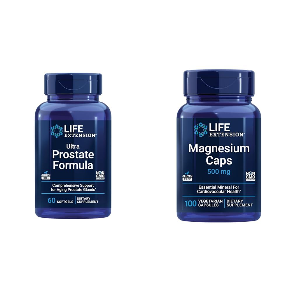 Livslängd Ultra Prostate Formel & Magnesium Caps, 500 mg, Magnesium Oxide, Citrat, Succinate, Hjärt hälsa, Friska Ben, Metabolism Support, 100 Vegetariska kapslar