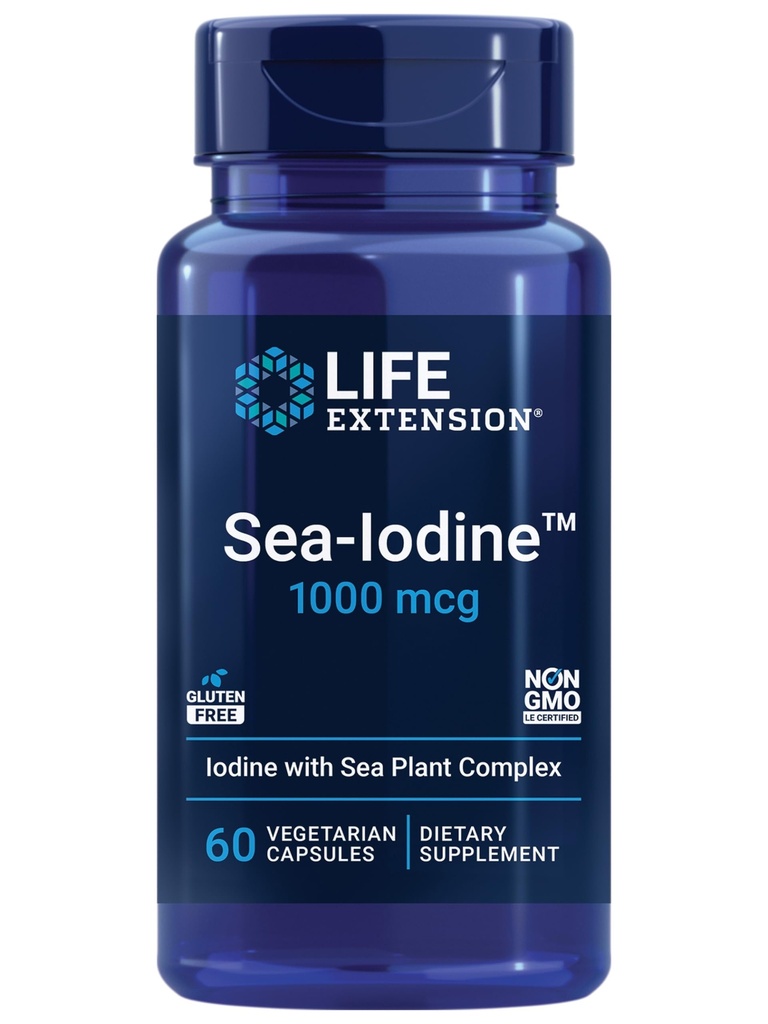 Life Extension Sea-JodiTM, leppä ja rakonhakkuujodi, tukee terveitä tasoja tämän olennaisen ravintoaineen Kilpirauhasen ja sen ulkopuolella, ei-GMO, Gluteeniton, kasvissyöjä, 60 kapselia