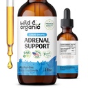Wild & Organic lisäravinteet Tincture Positive Outlook - Adrenal Complex Ashwagandha, Rhodiola Rosea Root - 1 kuukausi tarjonta - Vegan, Ei sokeria ja alkoholia - 2 fl oz