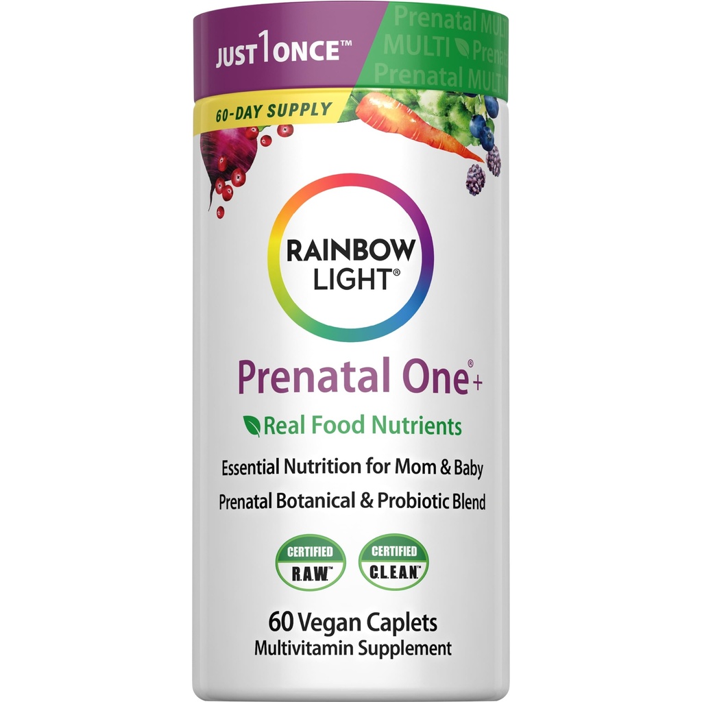 Rainbow Light High-Potency Prenatal One Multivitamin, Prenatal Health Multivitamin stöder mammas hälsa och barnets utveckling, med vitamin C, Vegan, 60 greve