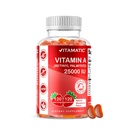Vitamatic Sugar Free Vitamin A 25000 IU Gummies (Retinyl Palmitate) - Naturlig jordgubbsmak - 120 Pectin Based Gummies (1 flaska)
