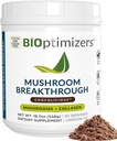 BIOptimizers Mushroom Coffee Alternative - Chocolate Drink - Lion's Mane, Chaga, Reishi + Collagen Peptides for Focus, Energy & Gut Health - Adaptogenic Mushrooms & MCT Powder - 30 portioner