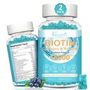 Biotin och Collagen Gummies med B12, Hair Skin och Nails Vitamins Gummies for Hair Growth, Glowing Skin & Strong Nails - Blueberry Flavor, Sugar Free, 120 Ct