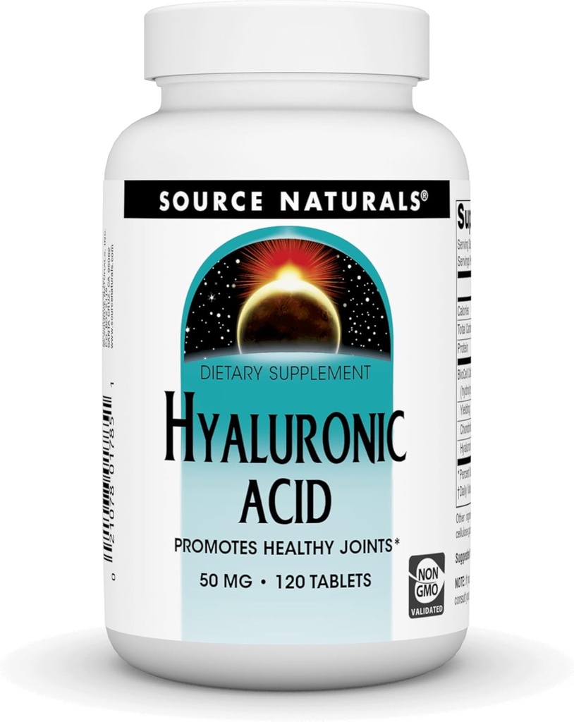 Source Naturals Hyaluronic Acid, 50 mg, 120 tablettia