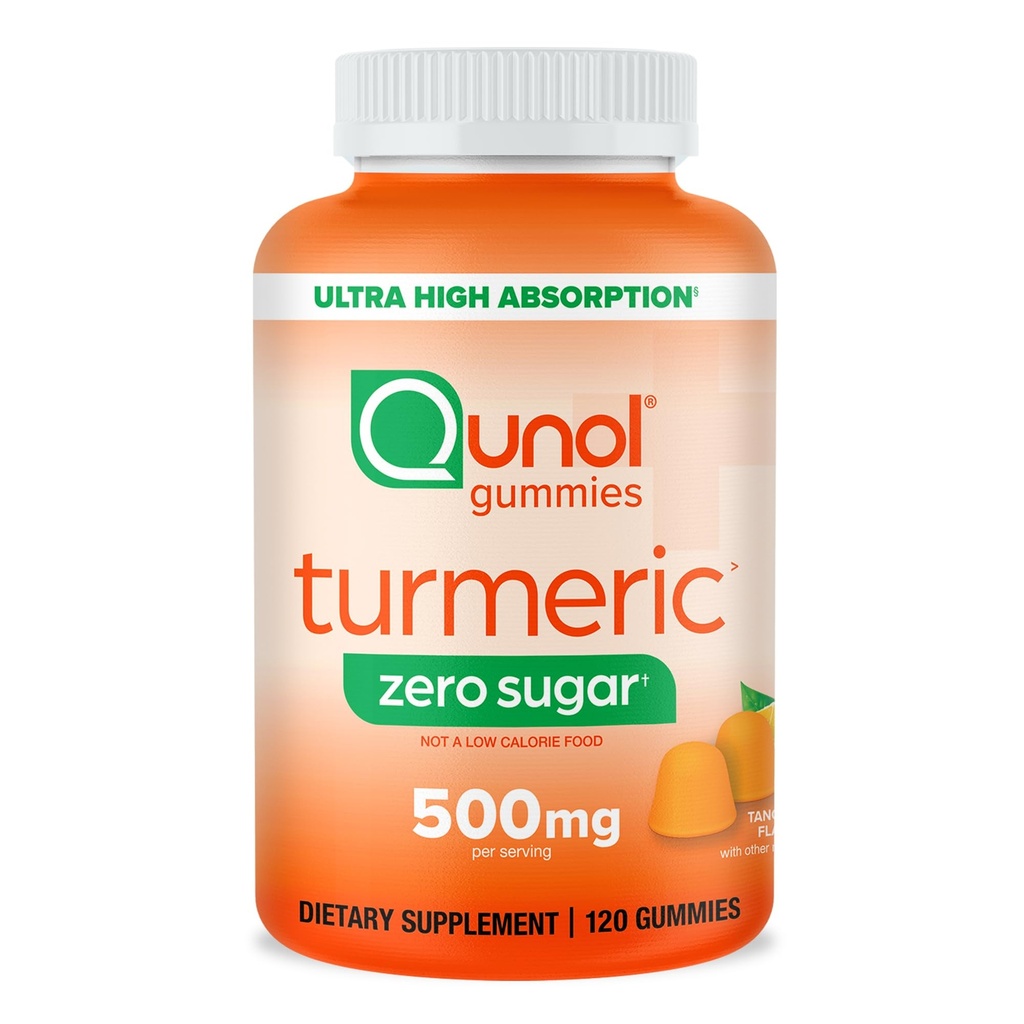 Qunol Zero Sugar Gummies, Gummy med 500mg gurkmeja Curcumin, Joint Support Supplement, Ultra High Absorption Tumeric Curcumin, Vegetarian, Gluten Free, 120 Count