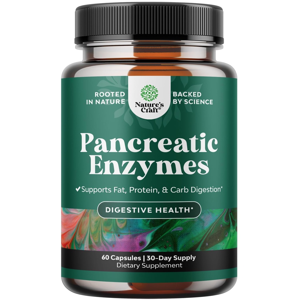 Haiman digestiivinen Entsyymit Digestion for Gut Health - Haimaperäinen Dgestive Enzymes for Women & Men with Protease, Lipase & Amylase - turvotus, vatsan terveys, rasva, karb & proteiini - 60