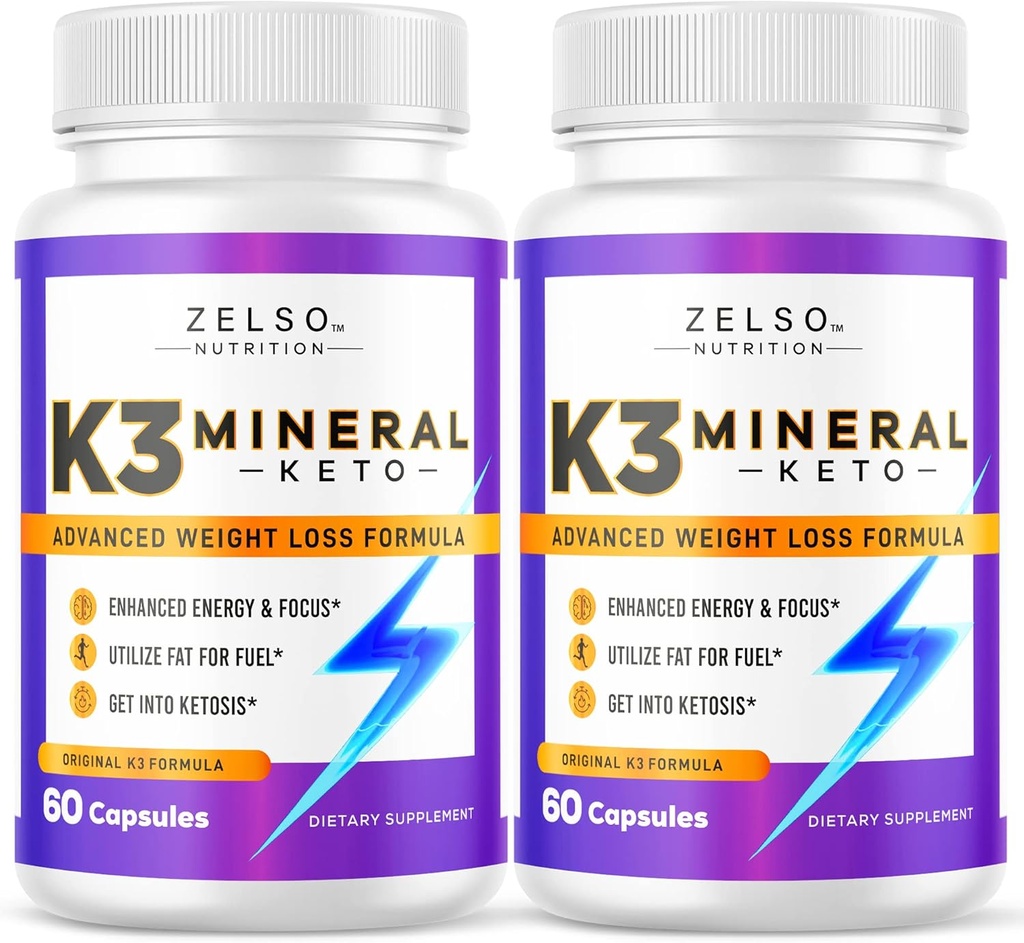 ZELSOK (2 pakkaus K3 Mineraalipaino tappio pillereitä naisille ja miehille, K3 Mineraali pillereitä - K3 Salt Mineral, Vitamiini + K3 kapselit täydentää Keto painon menetys - 2 kuukautta toimitus