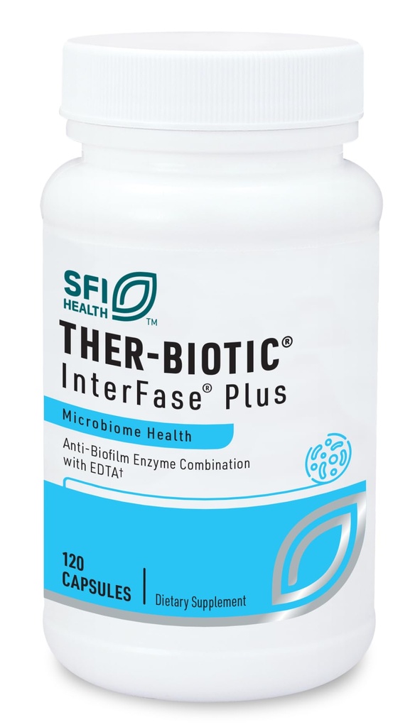 SFI Health Klaire Labs Ther-Bioottinen Interfase Plus - Antibiofilmin Entsyymit EDTA:n avulla Gut Floran, Toxin Cleanse & Full Body Detox - Promote Biofilm Matrix Disruption (120 kapselia)