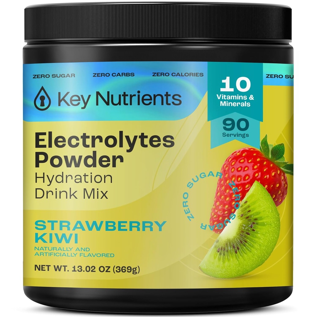 Avainaineet Multivitamiini Elektrolyyttejä Powder No Sugar - Juicy Mansikka Kiivit Elektrolyytti Powder - Endurance & Energy Supplement - Hydration Powder - Ei kaloreita - 90 Tarjoukset - Made in USA