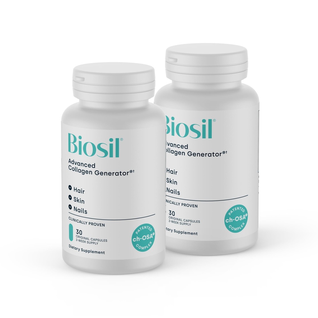 Biosil Collagen Booster Supplement - 30 alkuperäisiä kapseleita, pakkaus 2 - Patentoitu kjs-OSA Aktivoija ihon, hiusten, kynsien ja nivelten - tukee luonnon tuotantoa - 30 päivän toimitus
