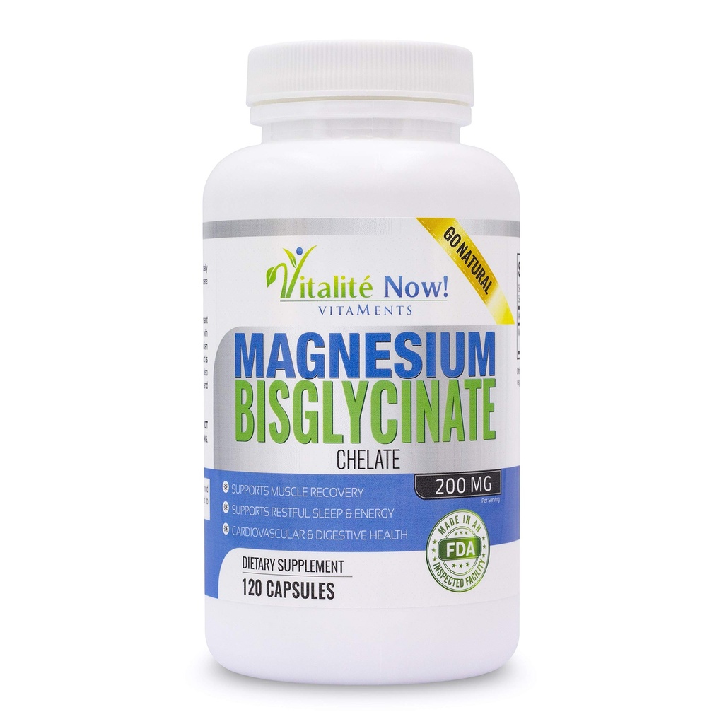 Magnesium Bisglysinaatti 200 mg 100% Kelatoitu - Max Imeytyminen ja biologinen hyötyosuus, täysin reacted & puskuroitu, ei laksatiivinen vaikutus - uni, energia, jalkakrampit, päänsärky - ei-GMO