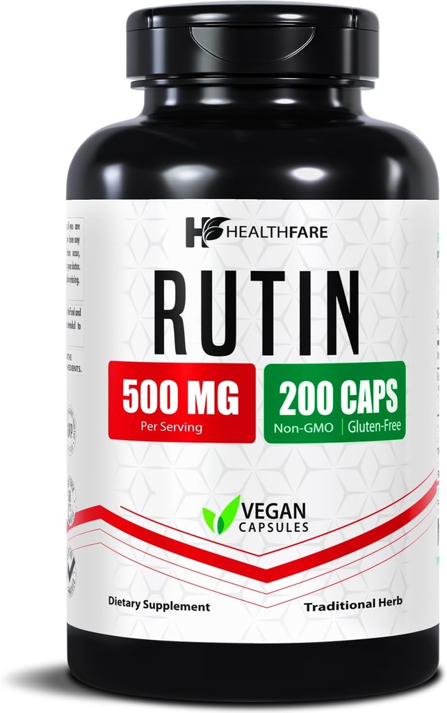 Healthfare Rutin Supplement 500mg ...200 Vegaanikapselit ... luonnon Bioflavonoidi Formula... Extra Strength Antioksidantti tuki ... ei-GMO, gluteeniton...