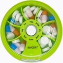 INVODA Weekly Pill Organizer 7 Compartment Rotating Pill Box för daglig medicinering och vitaminer - Portable Travel Pill Case Fish Oil Supplements Vitamins Organizer (Orange)