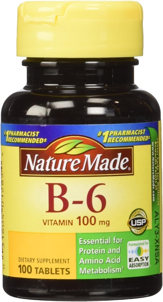 Luonto valmistettu B-6 100 Mg, tabletit, 100- count (pakkaus 2)
