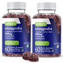 Viteey Ashwagandha Gummies med Ginseng & Lemon Balm - Mood, Calm & Stress Support Ashwagandha Supplements - Vegan, Gluten-Free - 120 Count