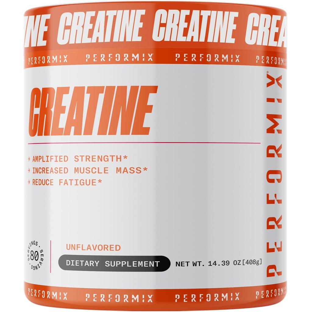 PERFORMIX - Kreatinmonohydrat - 5000 mg per portion (5g) - Pre Workout - Öka muskelmassa, förbättra styrka och minska trötthet - Kreatinmonohydratpulver - Osmakad - 80 portioner - 400 g