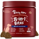 Zesty Tassut Koira Multivitamiini, Pureskeltavat koiran vitamiinit ja lisäravinteet hip & joins, iho & takki, Omega 3 kalaöljy koirille- Senior & Pentu Multivitamiini - Bison- 90ct