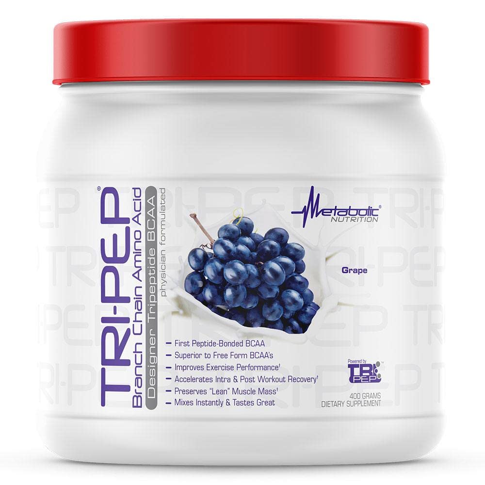 Metabolic Nutrition - TRIPEP - Tri-Peptide Branch Chain Aminohappo, BCAA Powder, Pre Intra Treenout Supplement, Grape, 400 grammaa (40 tarjoilua)