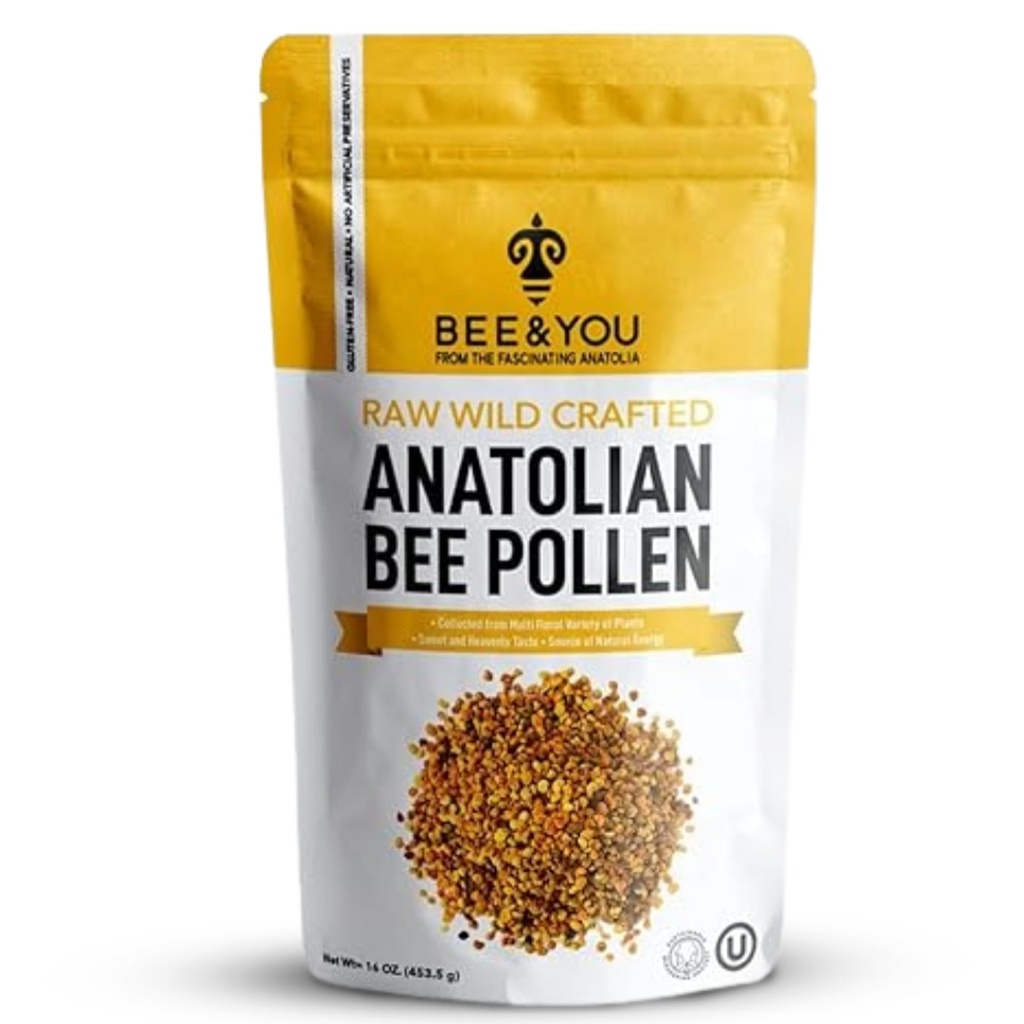 Bee and You Bee Pollen Rakeet, 16oz (1lb) Bag, 100% puhdas, luonnollinen täydentää, antioksidantteja, proteiinit, vitamiinit, aminohapot, aikuisille, naiset, miehet