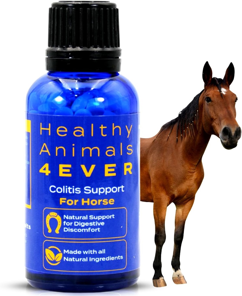 HA4E - Horse Colitis Support - Hjälpsam för diarré och uttorkning - förebyggande vård - Högeffektivt, naturligt homeopatiskt tillskott - 300 Tabletter