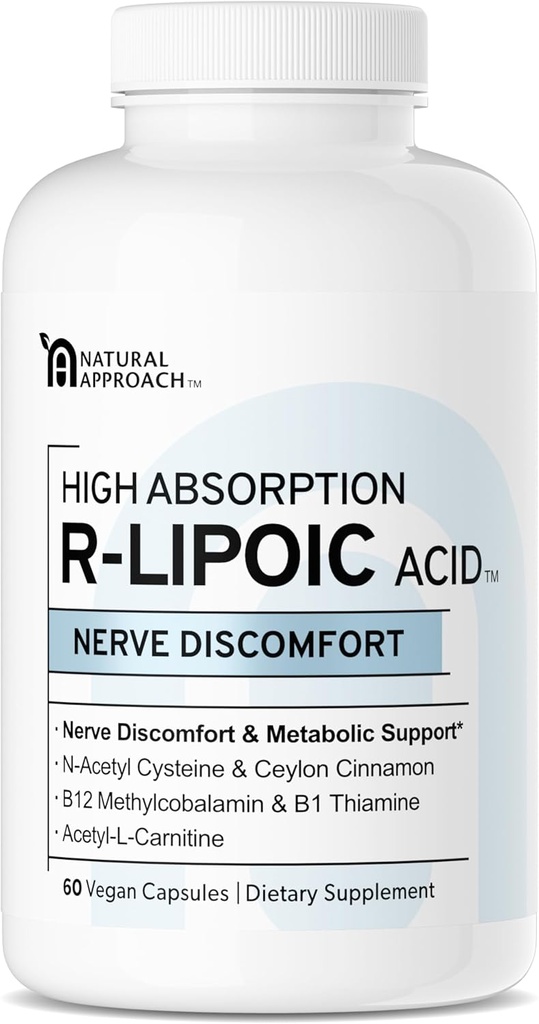 High ABSORPION R-LIPOIC Acid - Tukee hermoston terveyttä - Tingling sormet, kädet, varpaat ja jalat - Tukee terve ikääntyminen, sydän- ja verisuonitautien terveys ja yleinen hyvinvointi* - 60 vegaaniset kapselit